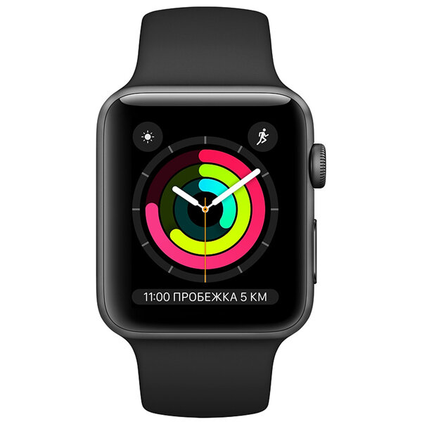 Смарт-часы Apple Watch S3 38mm Space Grey Al/Black Sport Band (MTF02RU/A)