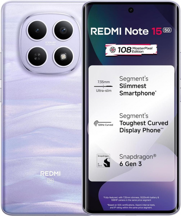 Смартфон Xiaomi Redmi Note 15 5G 8/256Gb Mist Purple