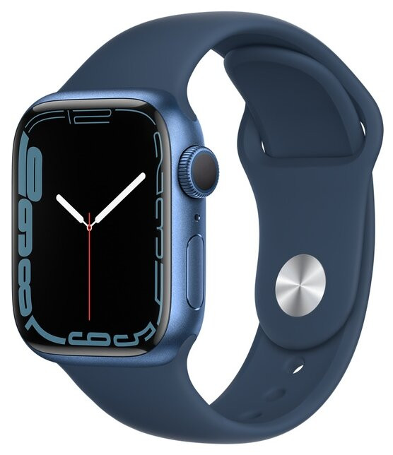 Умные часы Apple Watch Series 7 45mm Aluminium with Sport Band RU, синий омут, R (MKN83RU/A)