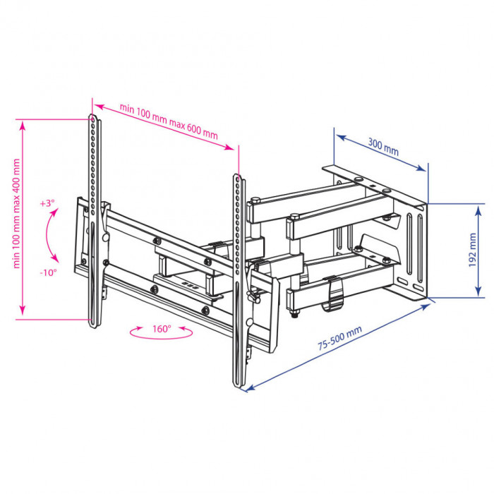 Кронштейн наклонно-поворотный усиленный 32"-70"