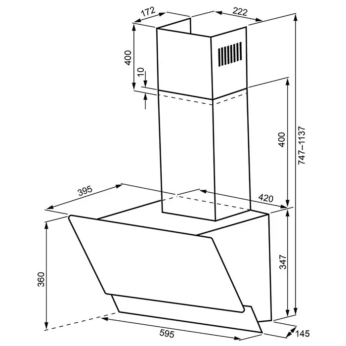 Наклонная вытяжка KRONA ALVA 600 white S
