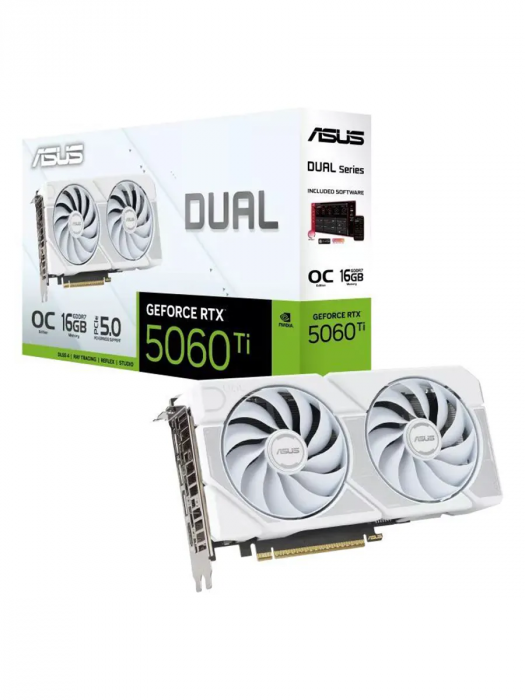 Видеокарта ASUS (DUAL-RTX5060TI-O16G) GeForce RTX 5060 Ti 16GB DUAL OC White
