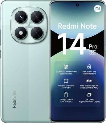 Смартфон Xiaomi Redmi Note 14 Pro 5G 12/256Gb, Coral Green