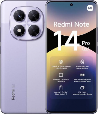 Смартфон Xiaomi Redmi Note 14 Pro 5G 12/256Gb, Lavender Purple