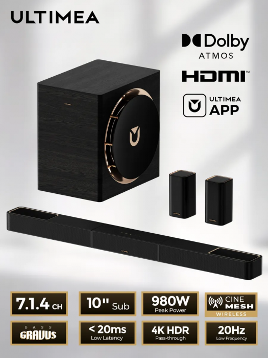 Ultimea Саундбар для телевизора Dolby Atmos 7.1.4 980 Вт Skywave X70
